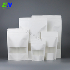 Plain Stand Up hersluitbare food grade witte Kraft papieren zakken met venster voor snack